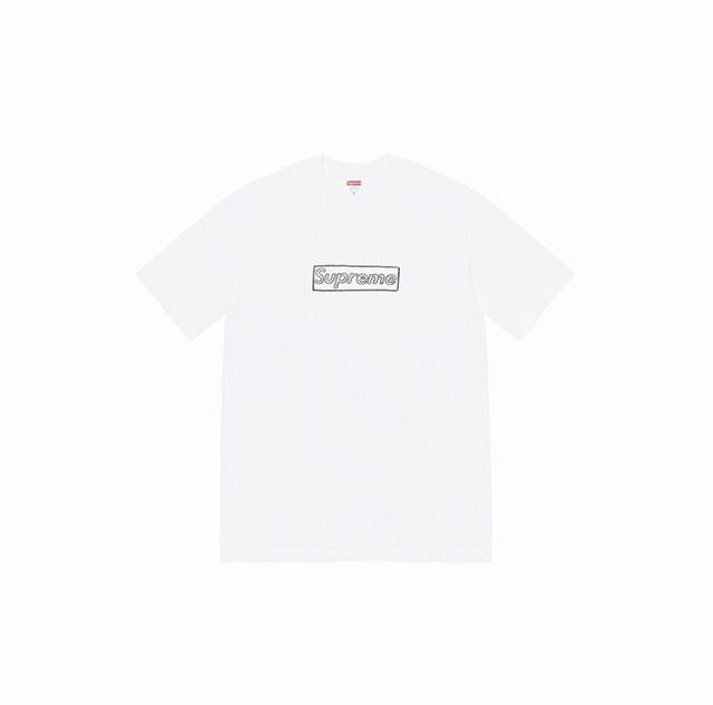 839 Supreme Week 18 X Kaws joint Chalk Logo Tee Chalk Letter Box Solid Color Log