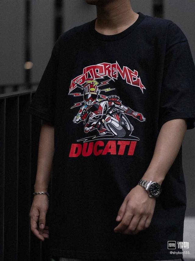 8020 Supreme X Ducati joint model Ss24 Week16 Bike Tee motorcycle print pattern
