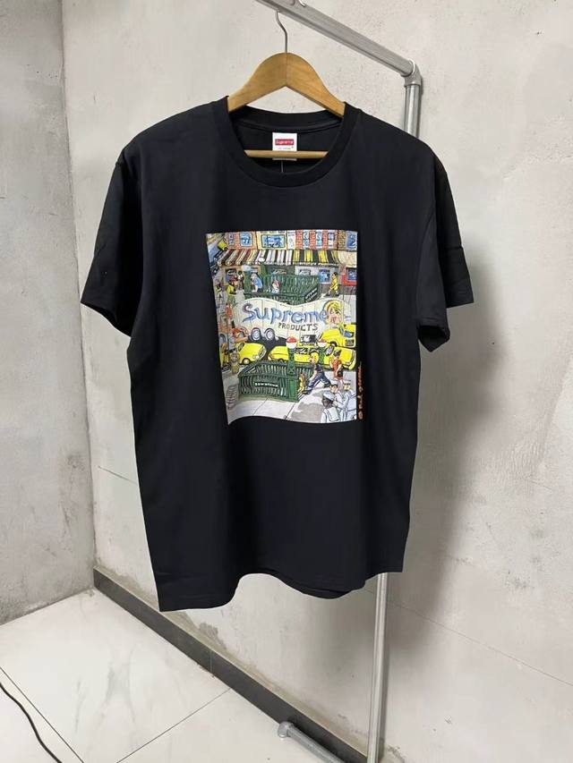 850 Supreme Ss22 Week 19 Manhattan Tee cartoon letters Manhattan city downtown s