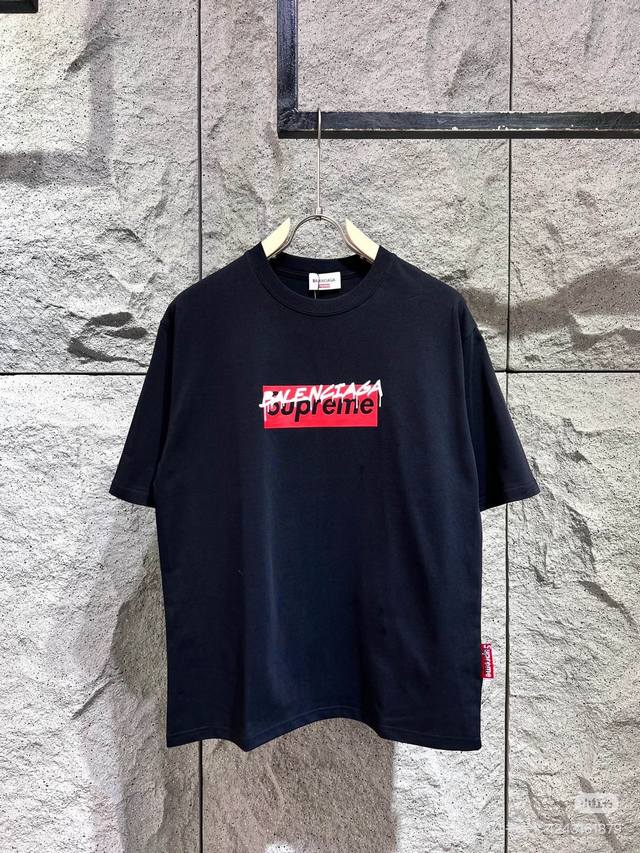 801 Supreme co-branded Paris print short-sleeved T-shirt for men and women, same
