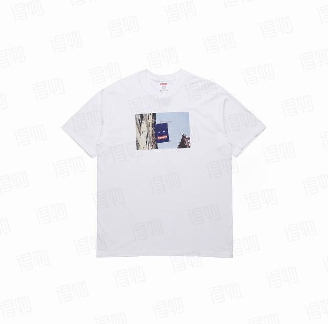 877 Supreme Fw19 Week 1 Banner Tee Banner short-sleeved T-shirt for men and wome