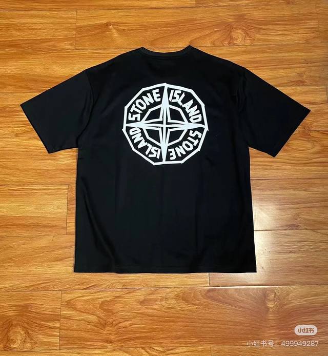 344 pure cotton 260g fabric Stone Island digital direct printing round neck shor