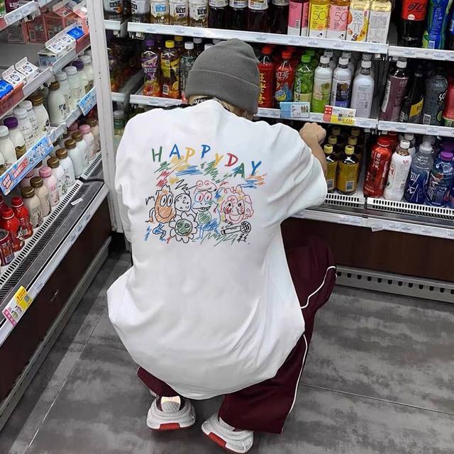 A374# Nk Colorful painted line painting "Hayday" short-sleeved T-shirt for men a