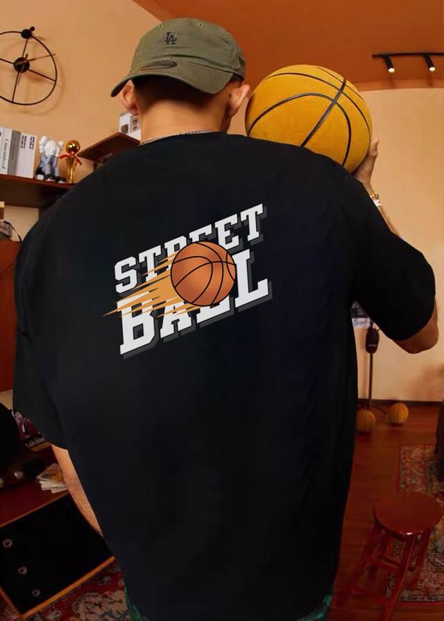 A369# Air Basketball Oversize Cotton Short Sleeve T-shirt Unisex Half Sleeve Cou