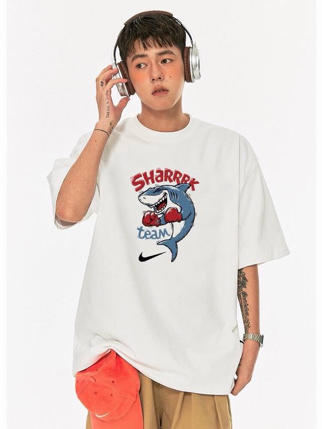 Style A307# Nike Shark Boxing Nike American Retro Casual Loose Short Sleeve T-sh