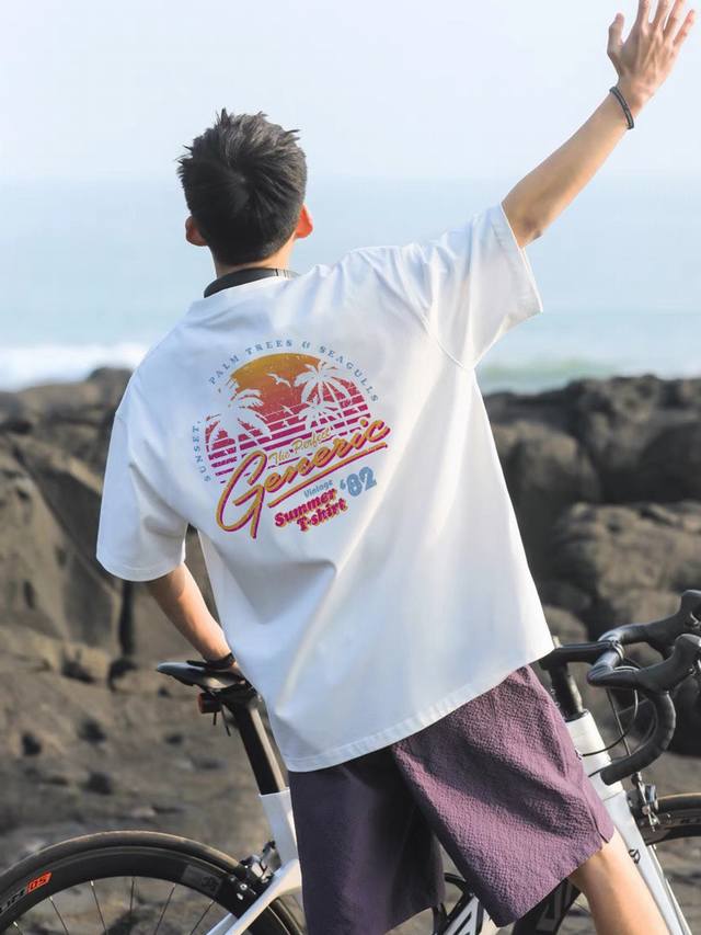 Model No. A281# Nike American Retro Contrast Color Coconut Tree Casual Loose Sho