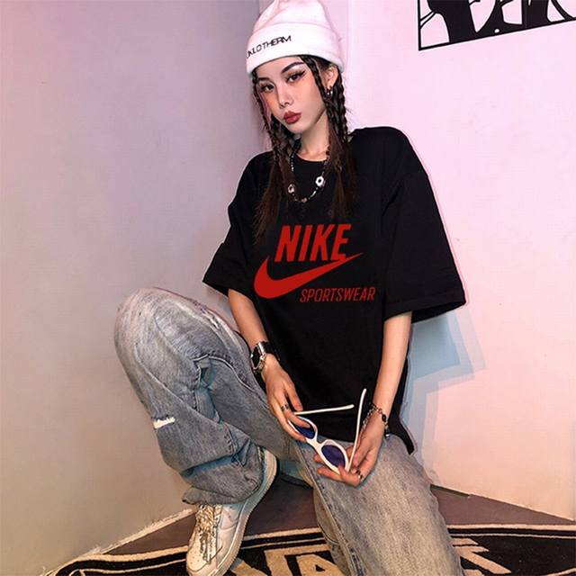 A264# Nike summer new style 240g, fashionable Hong Kong style round neck printed
