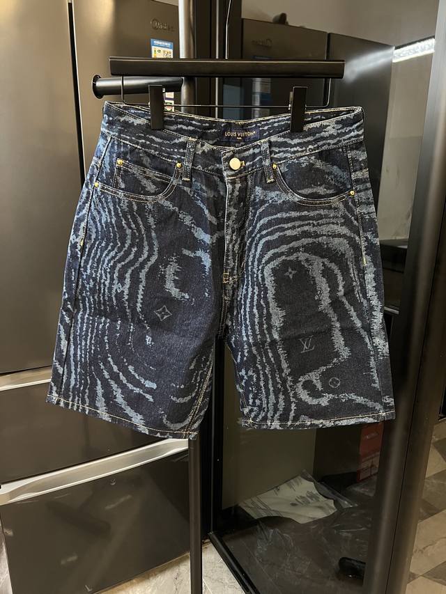 Next day Louis Vuitton Louis 25Fw Blue Wave Laser Dark Pattern Denim Shorts Blue