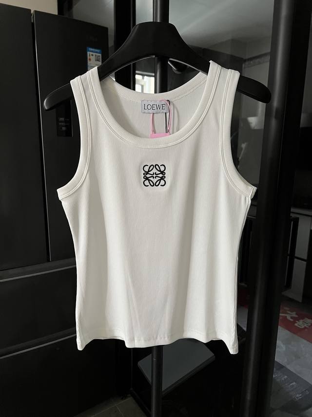 The next day Loewe 25Ss Luojia Plain Sleeveless Embroidered Vest White - Women's