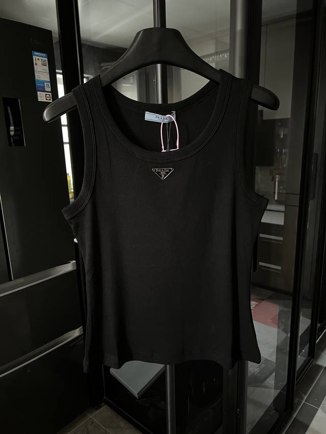 The next day Prada 25Ss chest metal triangle logo sleeveless vest black - women'