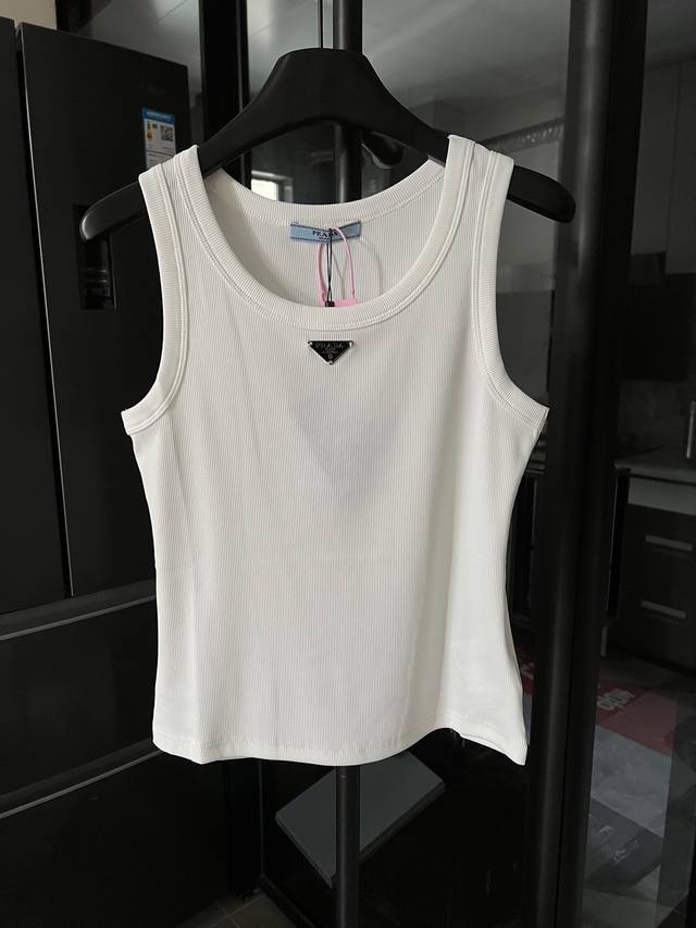 The next day Prada 25Ss chest metal triangle logo sleeveless vest white - women'