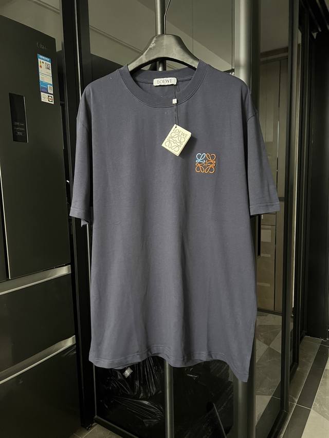 The next day Loewe 25Ss contrasting color logo embroidery short sleeve navy blue