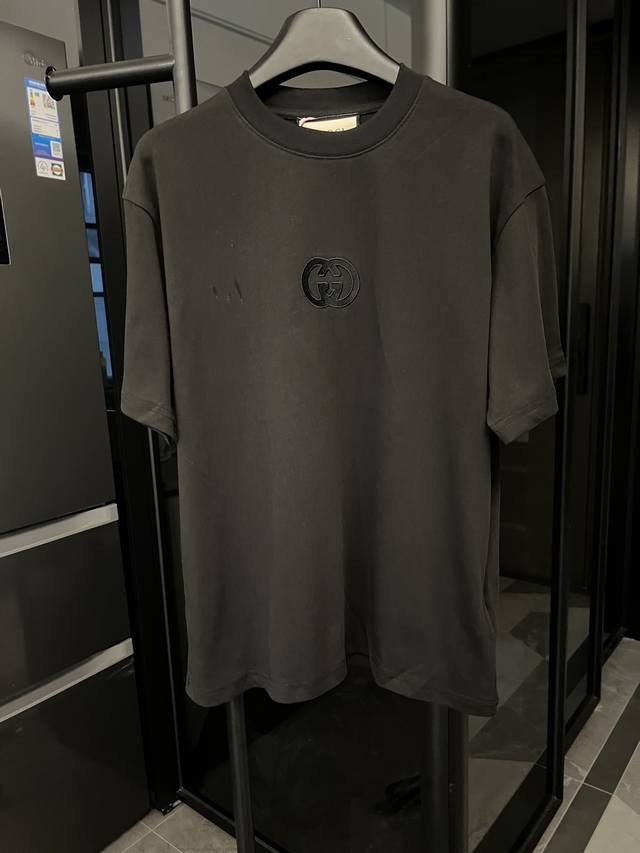 The next day Gucci 25Ss G classic double G embroidered short sleeve black Heavy