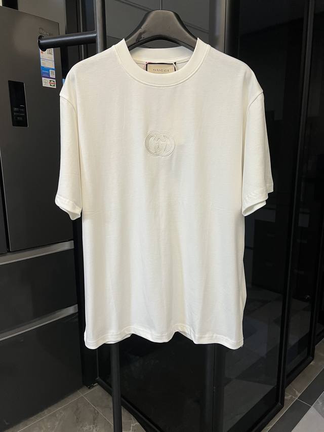 The next day Gucci 25Ss G classic double G embroidered short sleeves white Heavy