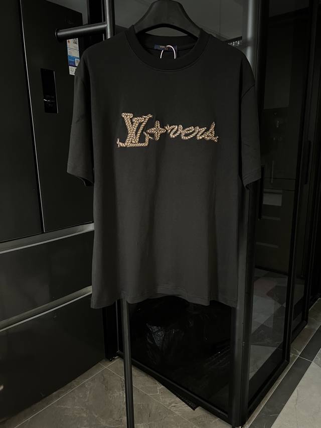 The next day Louis Vuitton 25Ss Donkey's hemp rope embroidery short sleeve black