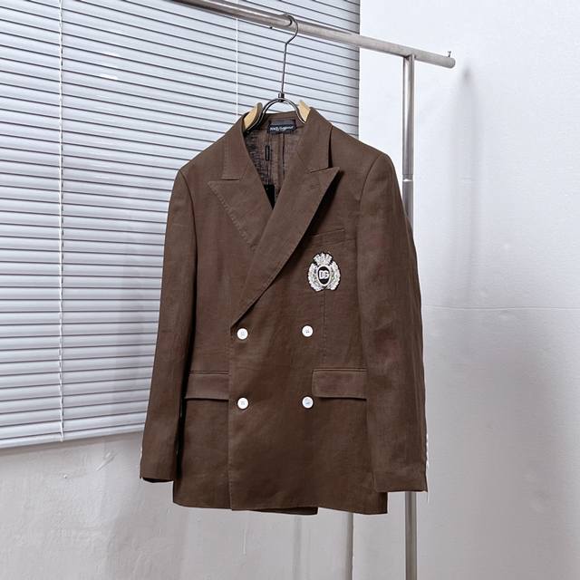 Dolce & Gabban* patchwork linen double-breasted suit Size: 48.50.52.54.56.58
