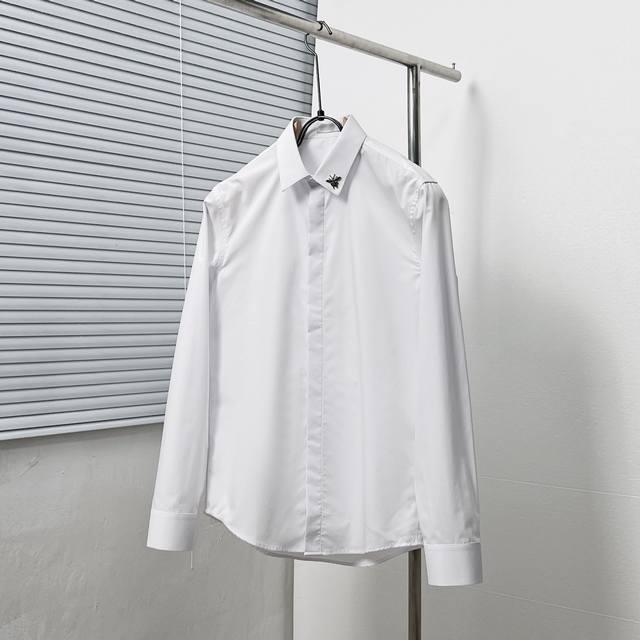 Dio* Dior Classic Metal Bee Shirt with Collar Size: M-4Xl Color: Black and White