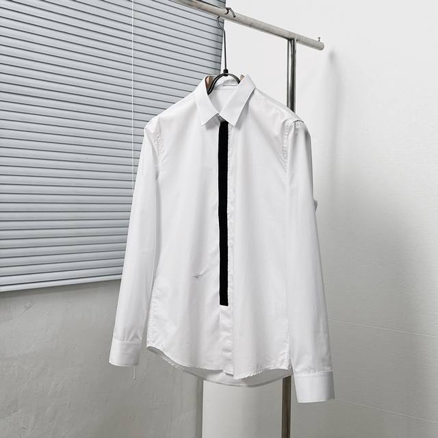 Dio* Dior placket color-blocked ribbon bee embroidered shirt Size: M-3Xl Color: