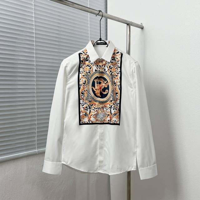 Dolce&Gabban* Baroque print shirt with front panel Size: M-3Xl
