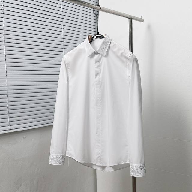 Versace Baroque embroidered shirt with same color collar and cuffs Size: M-3Xl C