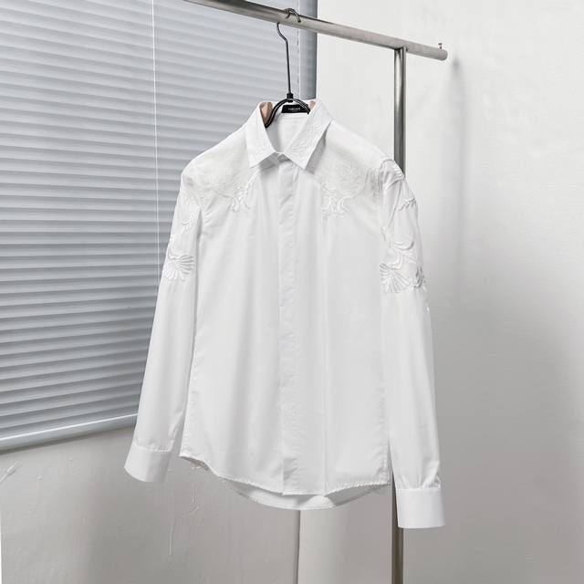 Versace Over-the-shoulder Heavy Baroque Embroidered Shirt Size: M-3Xl Color: Bla