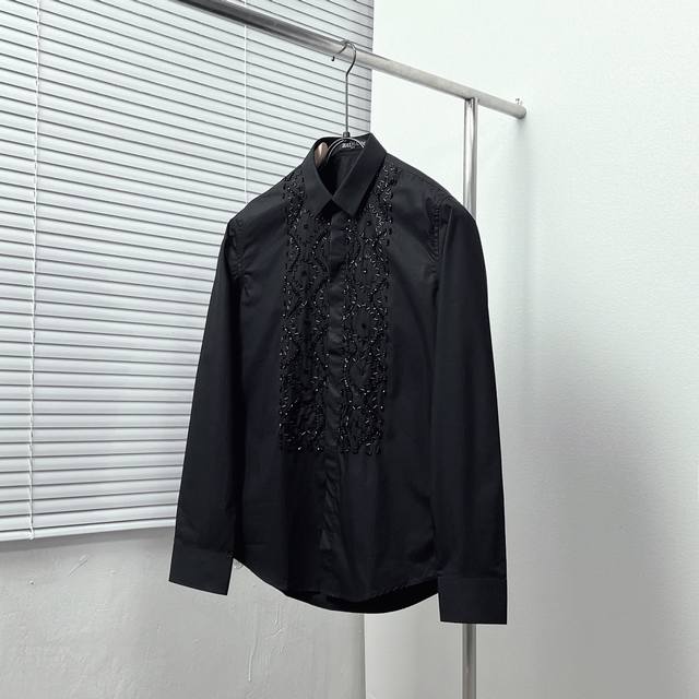 Balmai* Balmai front handmade stone beaded shirt Size: M-3Xl Color: Black