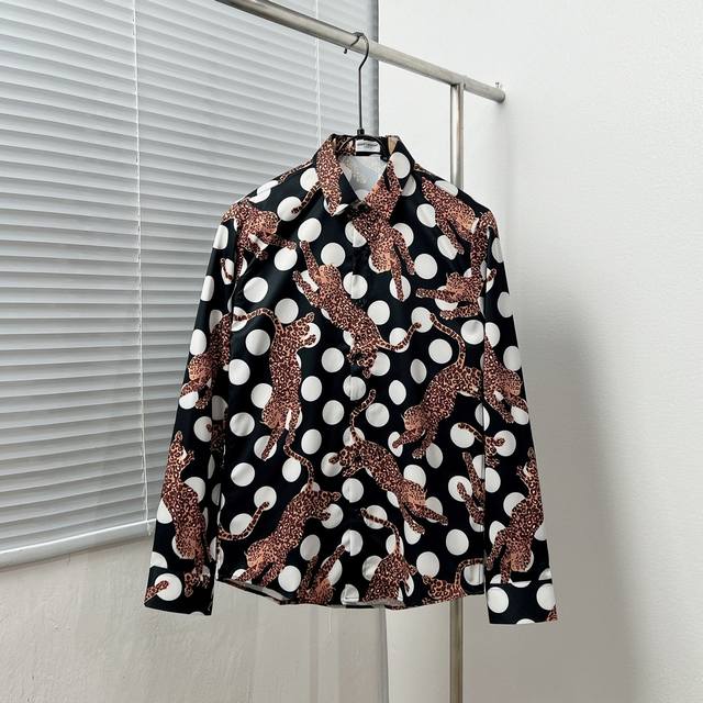 Saint Lauren* all over polka dot leopard print shirt Size: M-3Xl