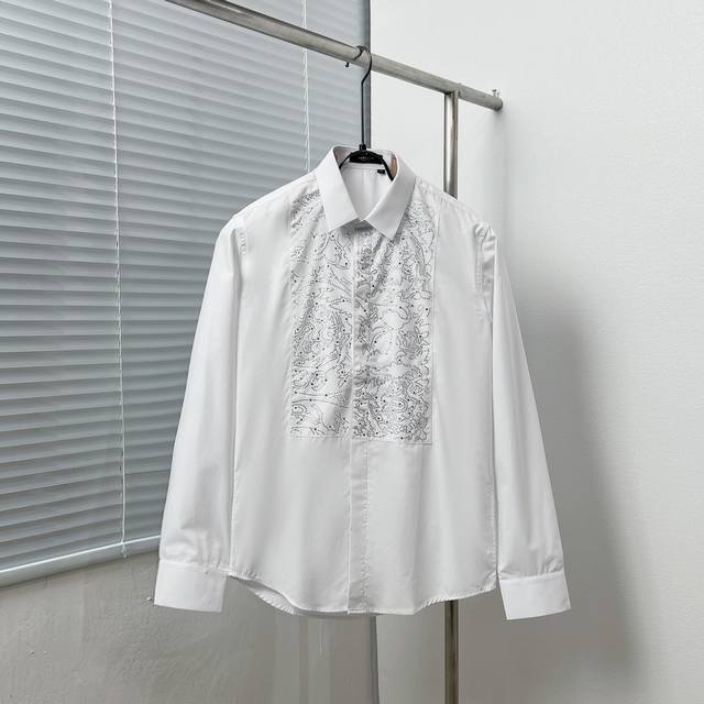 Versace floral rhinestone shirt with chest patchwork Size: M-3Xl