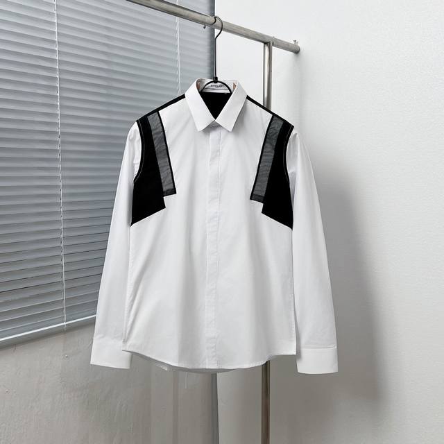 Givench* Givenchy hollow black and white stitching design shirt Size: M-3Xl