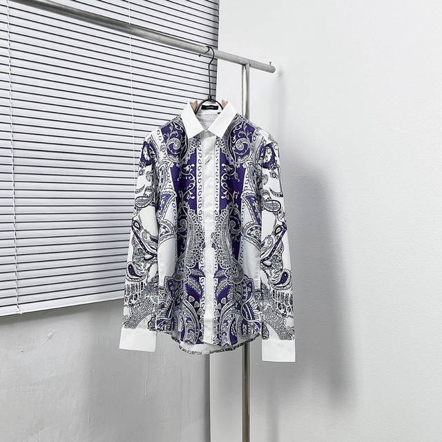 Versace* Palace Style Cashew Flower Positioning Print Shirt Size: M-3Xl
