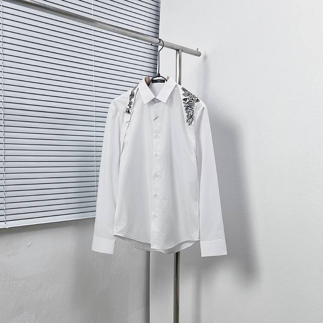 Alexander Mcquee* Alexander McQueen floral off-shoulder ribbon embroidered shirt
