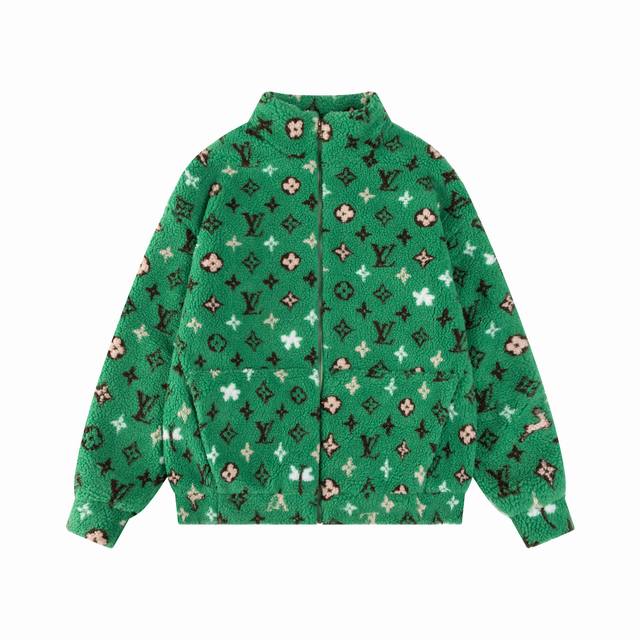 Model No. S27 Lv 24Fw Stand collar plush jacquard zipper jacket Exclusive yarn-d