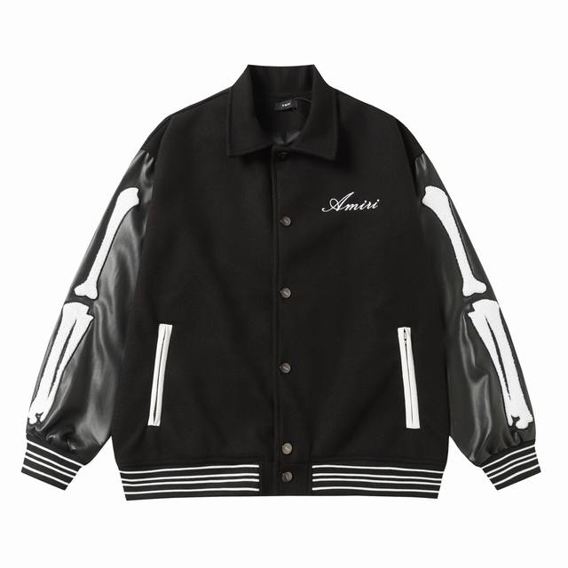 Style No. F03 -Amiri classic bone embroidery Wang Jiaer same baseball jacket -Us