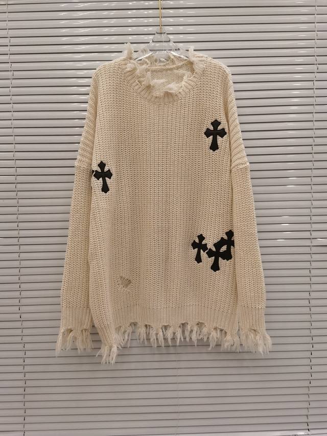 Chrome Hearts Autumn and Winter New Large Plate Cable Knitted Leather Embroidere