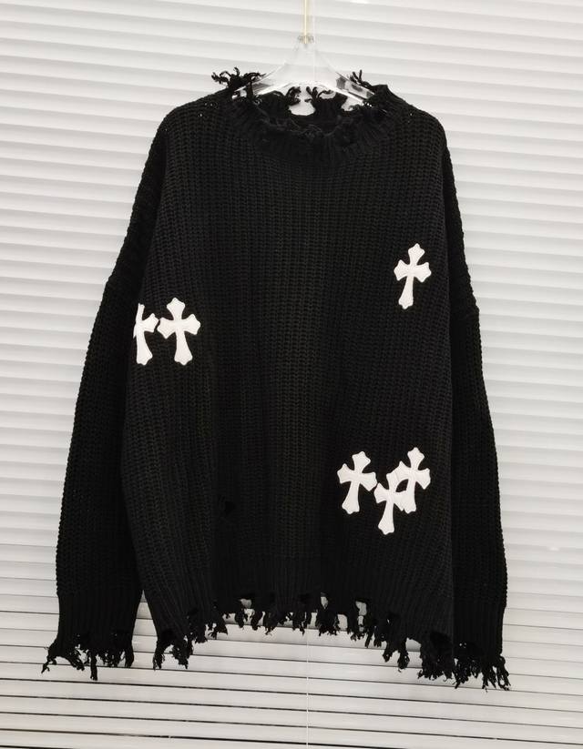 Autumn and winter new Chrome Hearts knitted embroidered cross sweater Style numb
