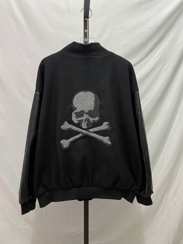 Mmj autumn and winter new woolen material leather sleeve baseball jacket Style n