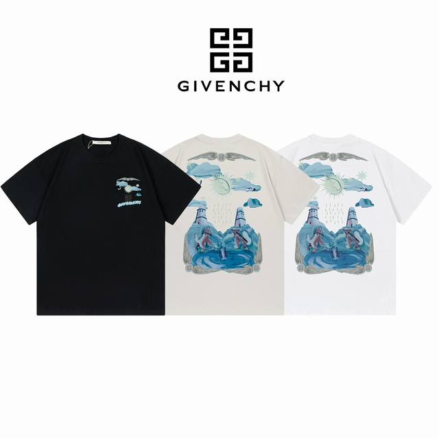 Givenchy Kangli digital direct printing process short sleeves double yarn 260g :