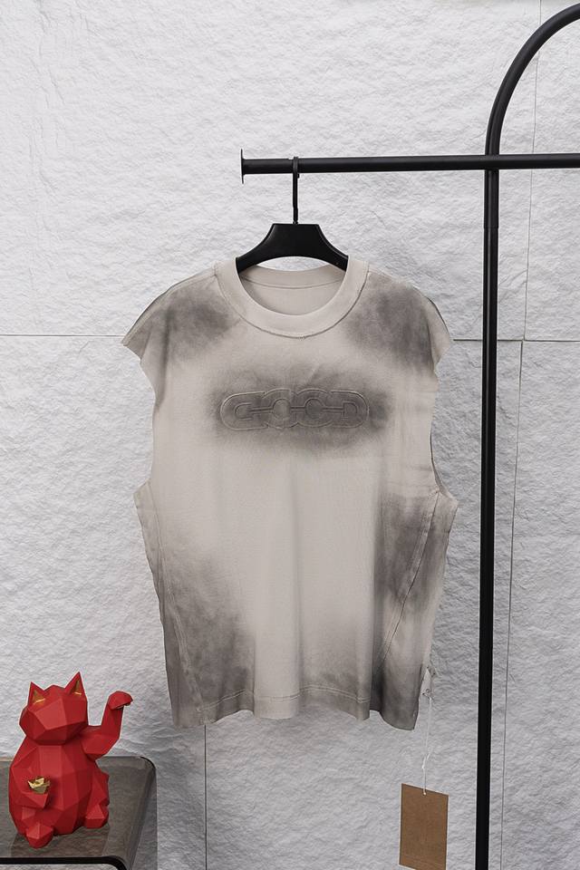 Style No. F049 Good New Sleeveless Round Neck T-shirt 320g composite fabric The