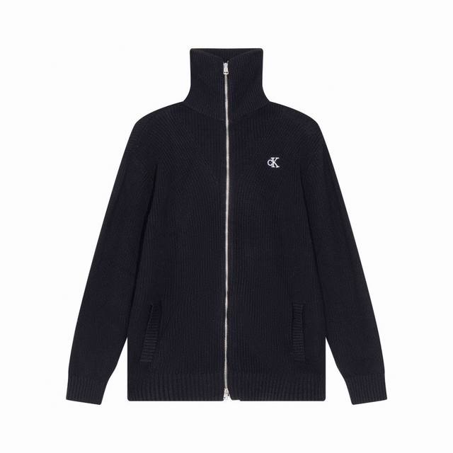 Style No. F004 Ck knitted sweater zipper jacket for men and women Color: black g