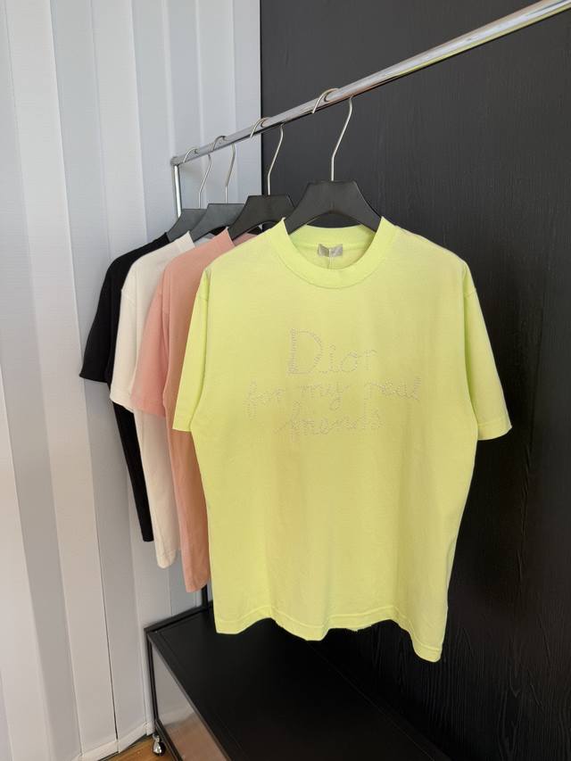 Dior 2025Ss new spring and summer short-sleeved cotton plain fabric, re-washed a