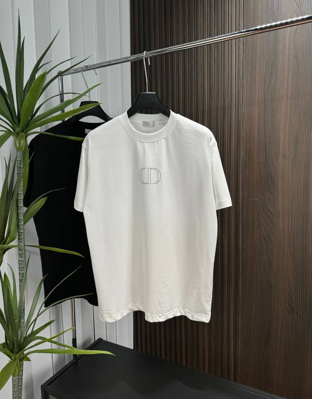 Dior 2025Ss new spring and summer short-sleeved cotton plain fabric, re-washed a