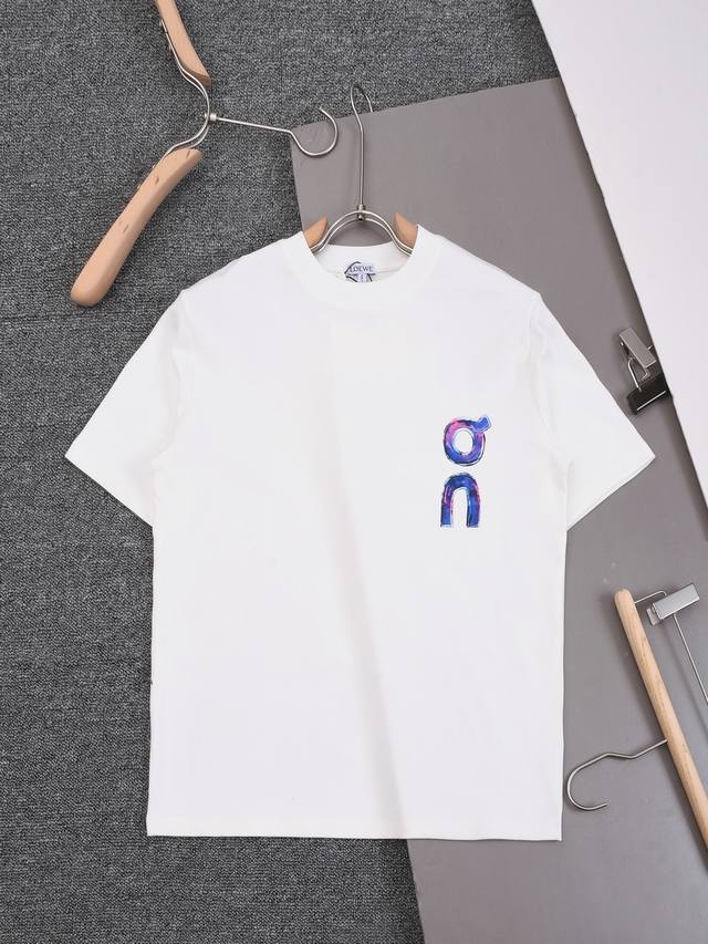 New arrival 2025Ss New Loewe Ang running co-branded printed T-shirt, simple, sty