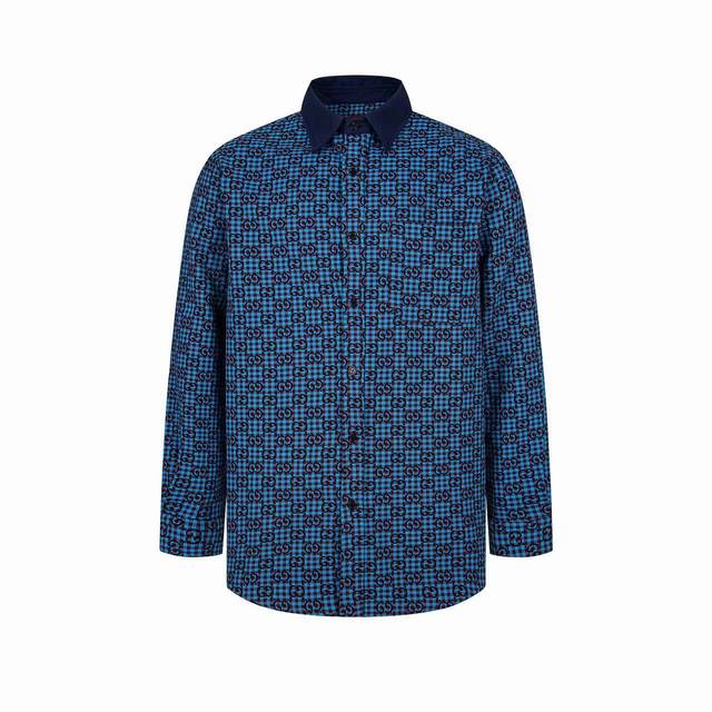 Gu25Ss Spring and Summer new fine check long-sleeved lapel shirt Made of customi