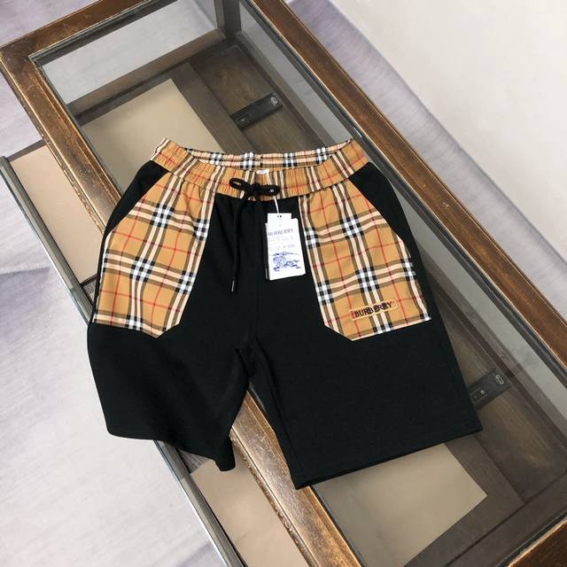 Bur*Berry 2025 latest casual shorts, custom fabrics ~ plaid fabric stitching on