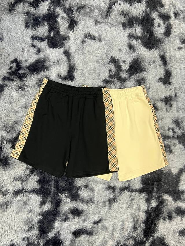 Bur Check Cotton Blend Shorts Drawstring shorts in cotton blend jersey with sign