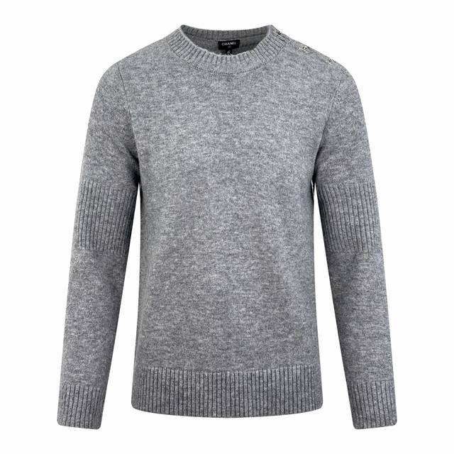 Chanel backpack button long-sleeved sweater Custom-woven velvet inlaid with wool