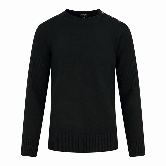 Chanel backpack button long-sleeved sweater Custom-woven velvet inlaid with wool