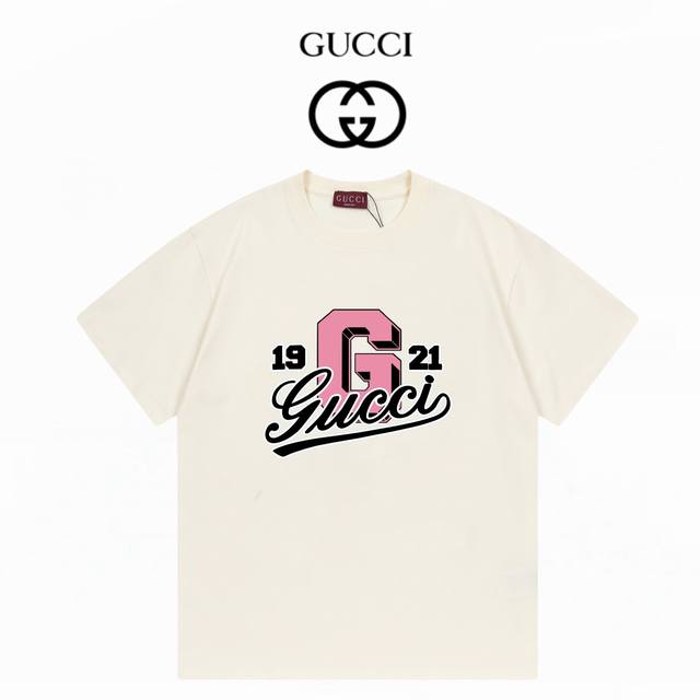 Gucci 25 new 1921 short sleeves Heavy 300g double yarn short sleeves : Apricot :