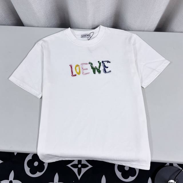 Loewe Logo embroidery heavy craft round neck pullover short sleeves double yarn