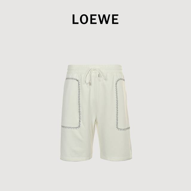 Loewe Herringbone Curve Embroidery Shorts The fabric is made of 380G pure cotton